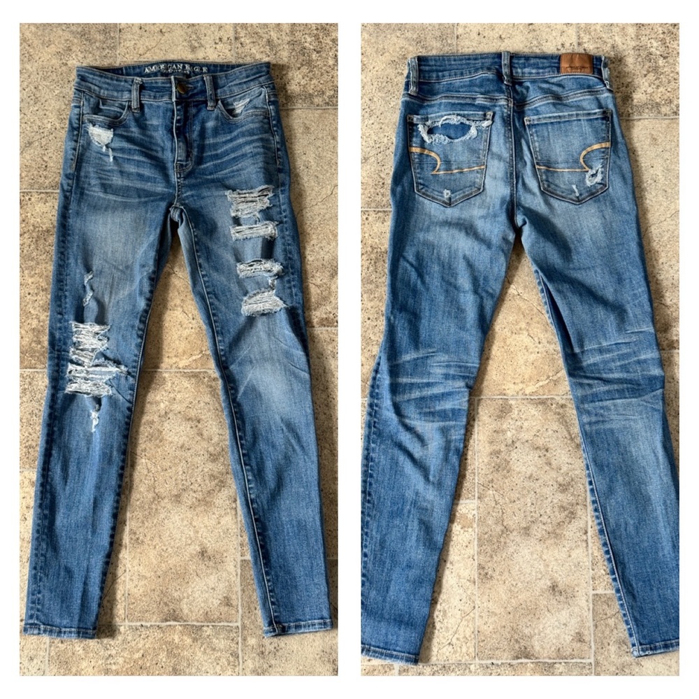 American Eagle Super Stretch X Distressed Skinny Jeans Size 0 Short